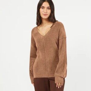Fig Chogoku Drop Shoulder Soft Knit Sweater In Saddle